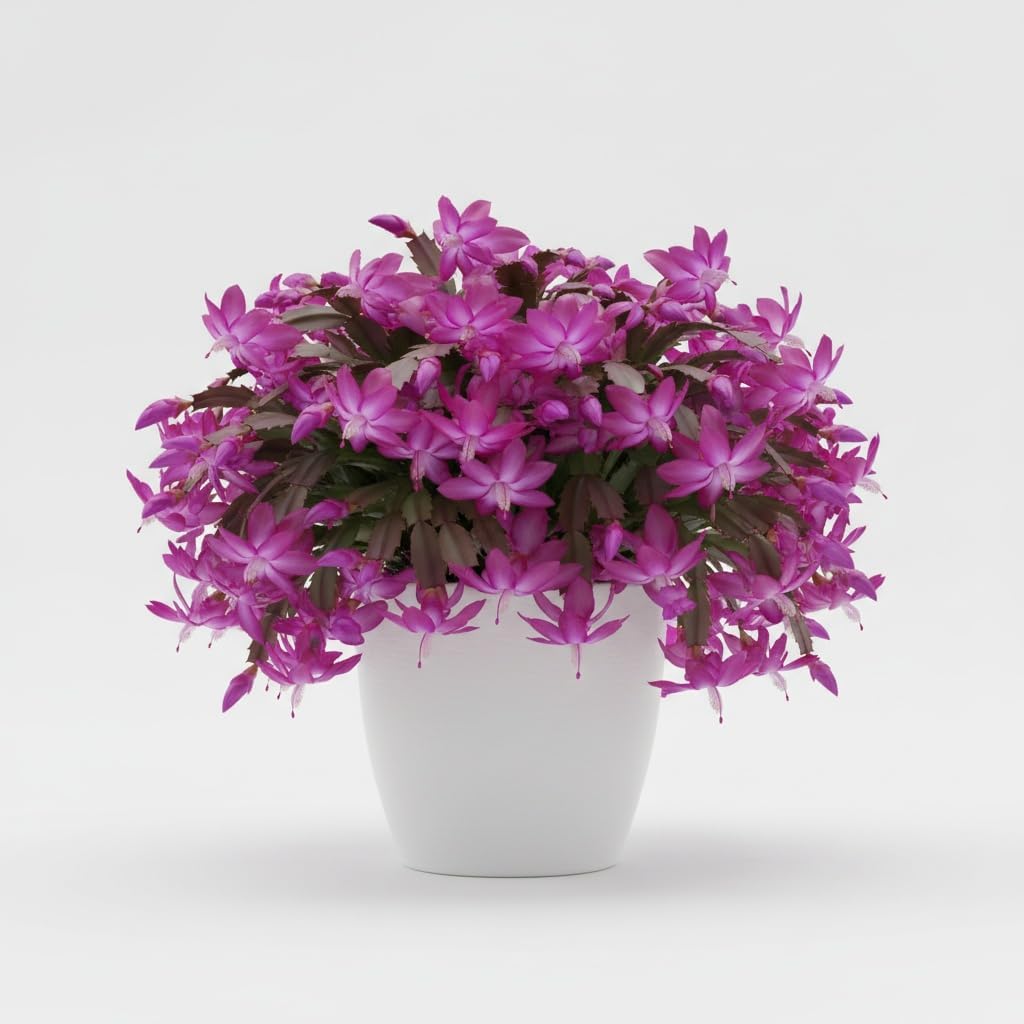 Christmas Cactus Live Plant 4 inch Pot, Christmas Flower Plant, Flower Succulents Plants, Holiday Christmas Cactus for Planting (Purple Christmas Cactus)