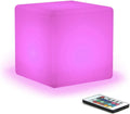 8-Inch LED Dimmable Glow Cube Waterproof Rechargeable Adjustable RGB Color Changing with Remote Control, Sensory Toys for Kids, Night Light Indoor Outdoor Decorative Lighting