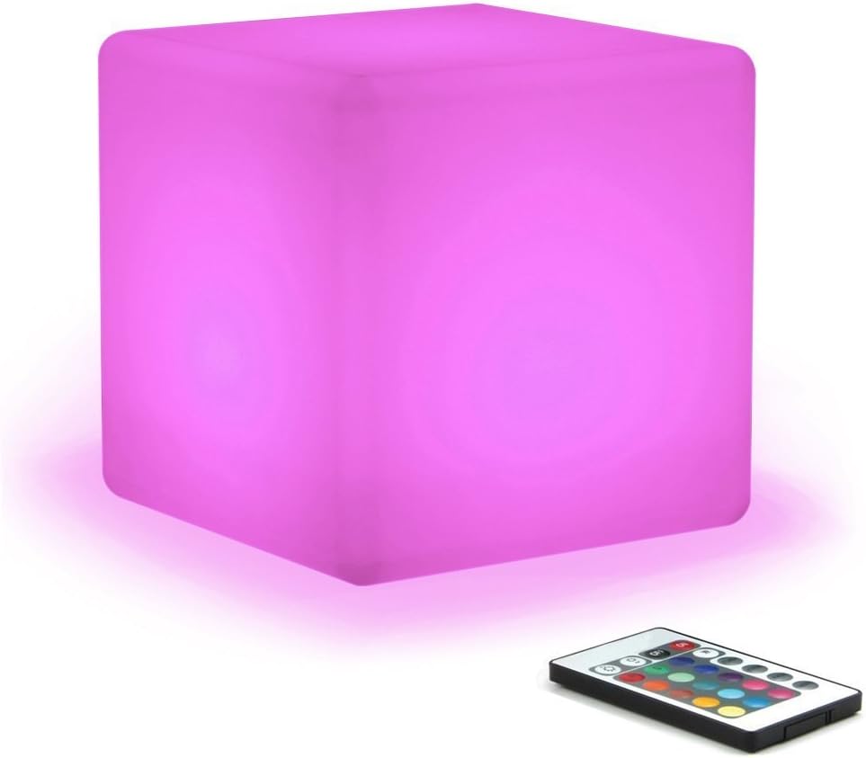 12-Inch LED Rechargeable Decorative Light Cube | Waterproof, Dimmable, Adjustable RGB Color Changing with Remote Control for Indoor Outdoor Decorative Lighting