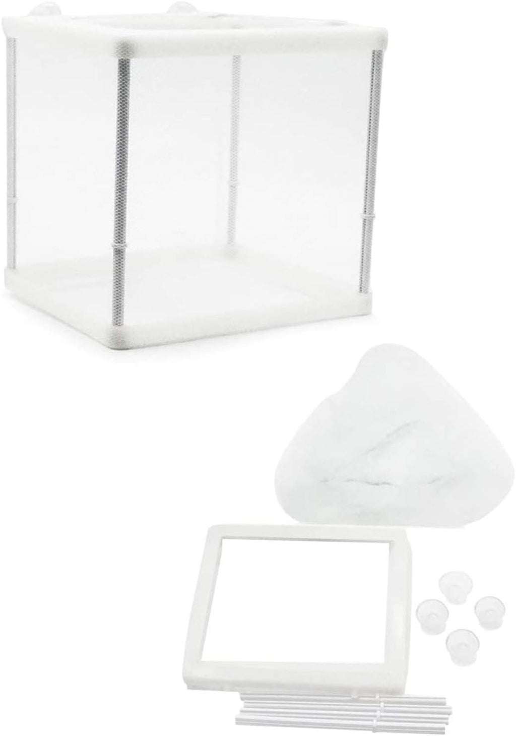Still Awake Aquarium Fish Breeder Box, Fish Isolation Box, Hatching Box, Juvenile Fish Spawning Incubator, Water Isolation Net Hatcher, Nylon Mesh Fish Fry Hatchery Separation Net（White S）