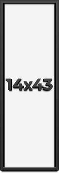 14x43 Shadow Box Frame Black | 1 Inch Deep Solid Wood Shadowbox Display Frame | UV Resistant Acrylic Plexiglass, Acid Free Backing, and Hanging Hardware | Dugan Picture Frame Style