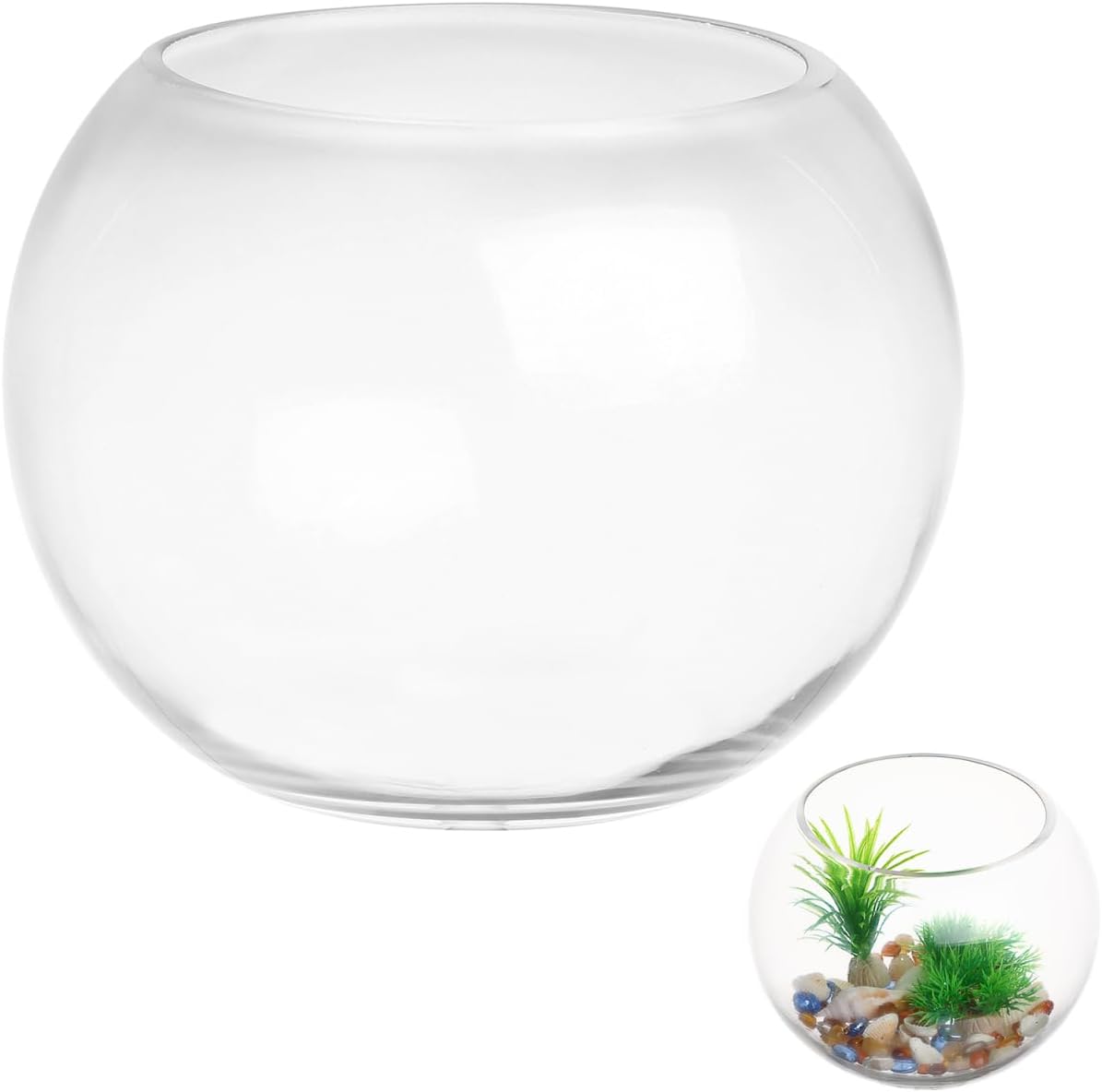 GANAZONO Office Decor Glass Vase Glass Fish Bowl Clear Terrarium Globe Flower Vase Small Goldfish Tank Bubble Planter for Wedding Event Arrangements Home Decor 20cm s