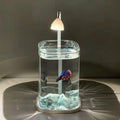 LED Fish Tank LED Fish Tank Lamp with Decorative Glass Container, Modern Aquarium Night Light, Illuminated Water Display with Blue Betta Fish Design