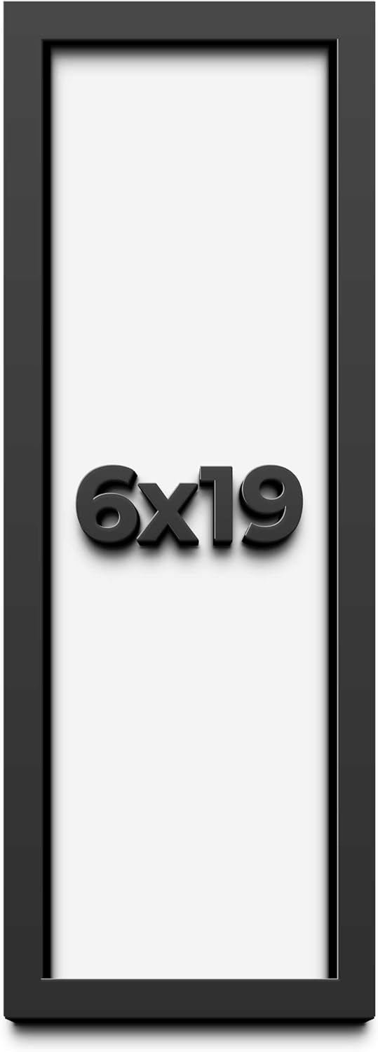 6x19 Shadow Box Frame Black | 1 Inch Deep Solid Wood Shadowbox Display Frame | UV Resistant Acrylic Plexiglass, Acid Free Backing, and Hanging Hardware | Dugan Picture Frame Style