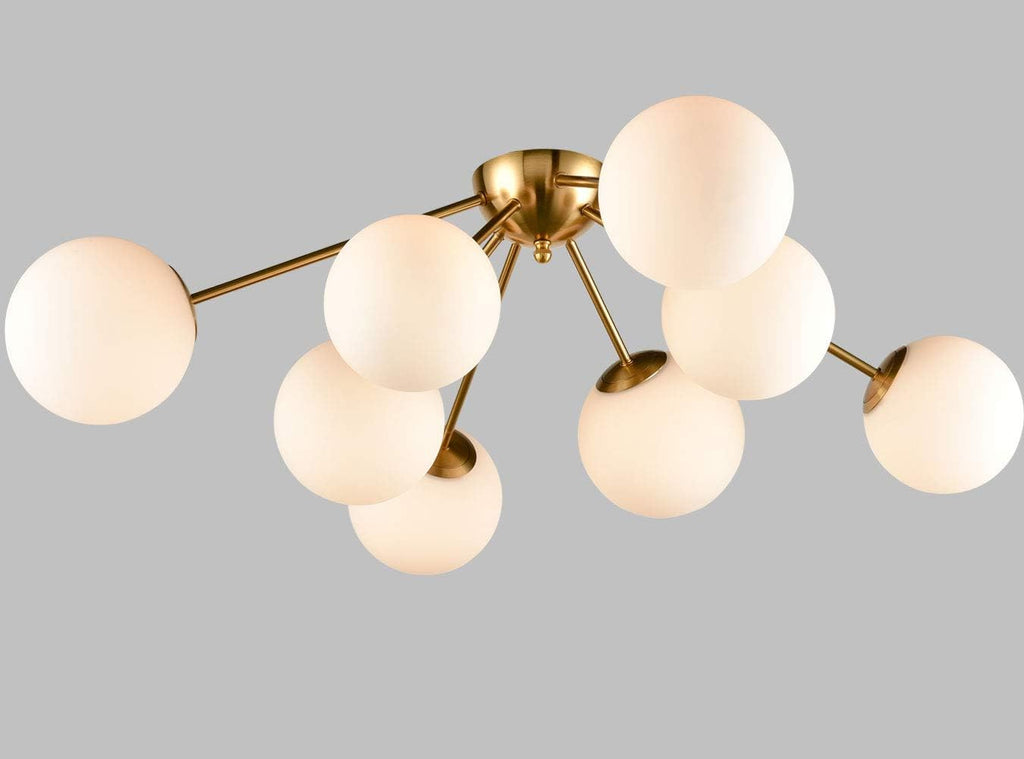 HOLKIRT Elegant Modern Globe Semi Flush Mount Ceiling Light, 8 Light Mid Century Sputnik Chandeliers Fixture