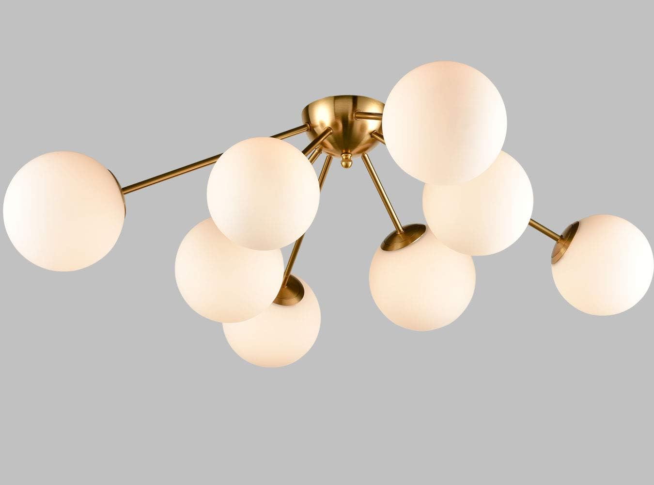 HOLKIRT Elegant Modern Globe Semi Flush Mount Ceiling Light, 8 Light Mid Century Sputnik Chandeliers Fixture