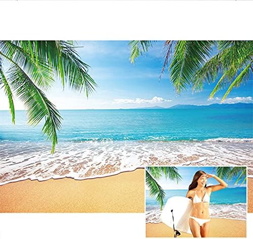 DASHAN 5x3ft Polyester Tropical Beach Backdrop Ocean Hawaiian Luau Party Summer Sea Sailor Beach Birthday Sandy Beach Palm Tree Photography Background Wedding Bridal Shower Nautical Photo Prop