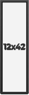 12x42 Shadow Box Frame Black | 1 Inch Deep Solid Wood Shadowbox Display Frame | UV Resistant Acrylic Plexiglass, Acid Free Backing, and Hanging Hardware | Dugan Picture Frame Style