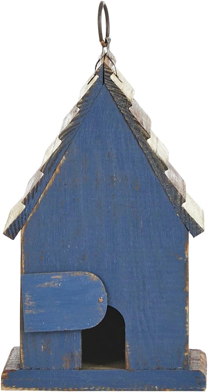 Glitzhome Rustic Patriotic Garden Distressed Wooden Decorative Bird House 9" H