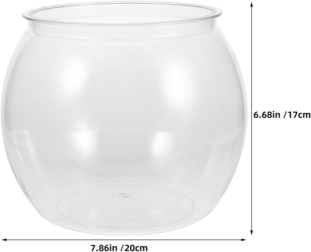 Clear Round Fish Bowl: 7.86X6.68in Plastic Aquarium Tank for Small Fish Or Turtles - Aquarium Tank for Goldfish - Transparent Round Betta Container Easy to Clean
