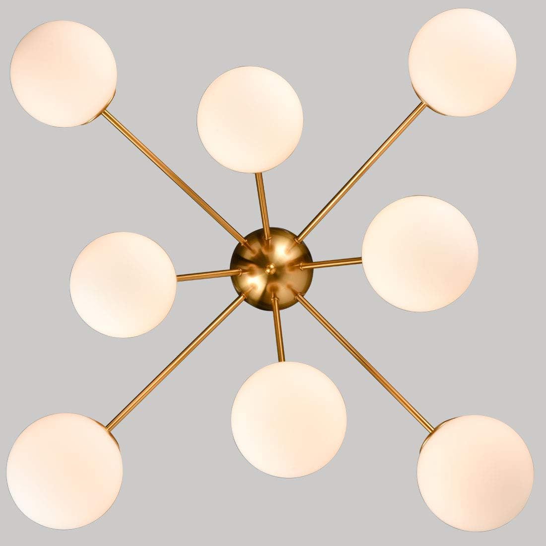 HOLKIRT Elegant Modern Globe Semi Flush Mount Ceiling Light, 8 Light Mid Century Sputnik Chandeliers Fixture