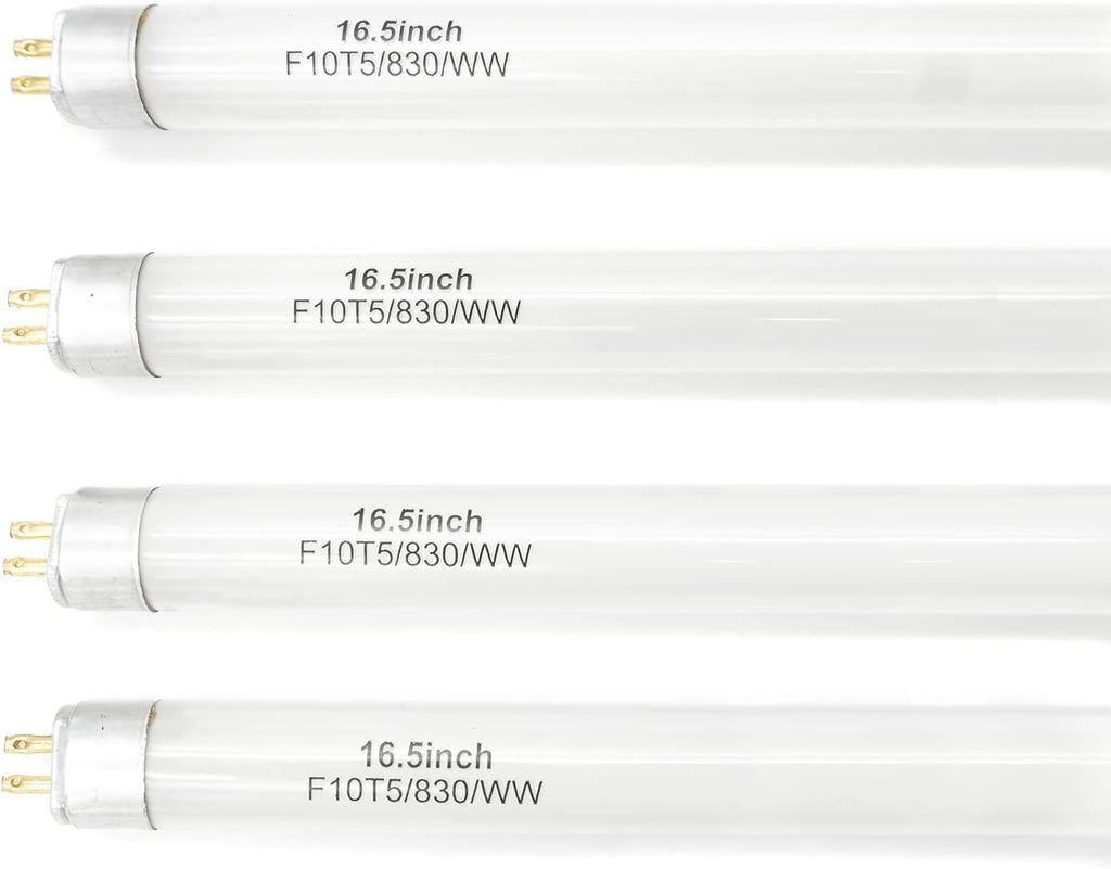 16 Inches F10T5 Replacement Bulb Compatible Jasco T5 10 Watt Warm White 3000K F10T5/830 Fluorescent Tube for Counter and Cabinet Fixture 4 Count