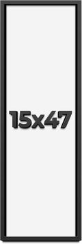 15x47 Shadow Box Frame Black | 1 Inch Deep Solid Wood Shadowbox Display Frame | UV Resistant Acrylic Plexiglass, Acid Free Backing, and Hanging Hardware | Dugan Picture Frame Style