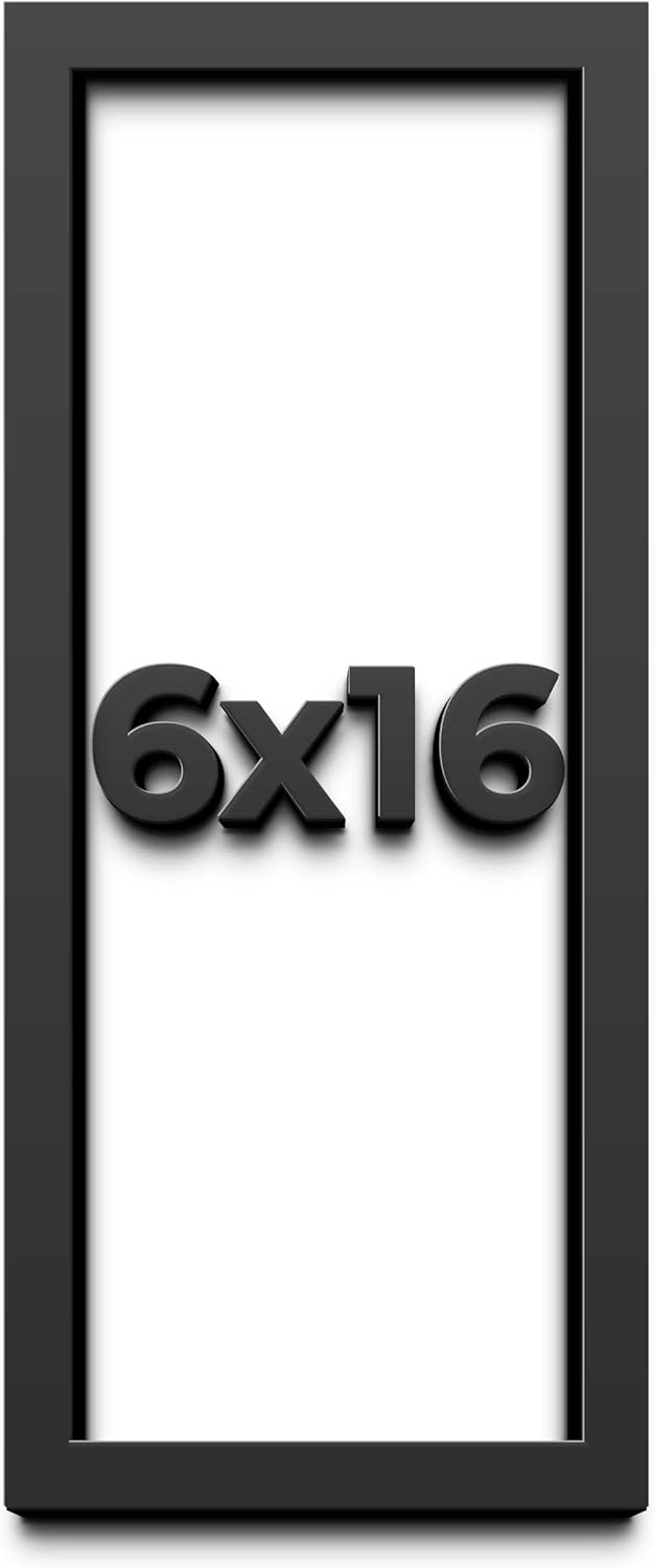 6x16 Shadow Box Frame Black | 1 Inch Deep Solid Wood Shadowbox Display Frame | UV Resistant Acrylic Plexiglass, Acid Free Backing, and Hanging Hardware | Dugan Picture Frame Style