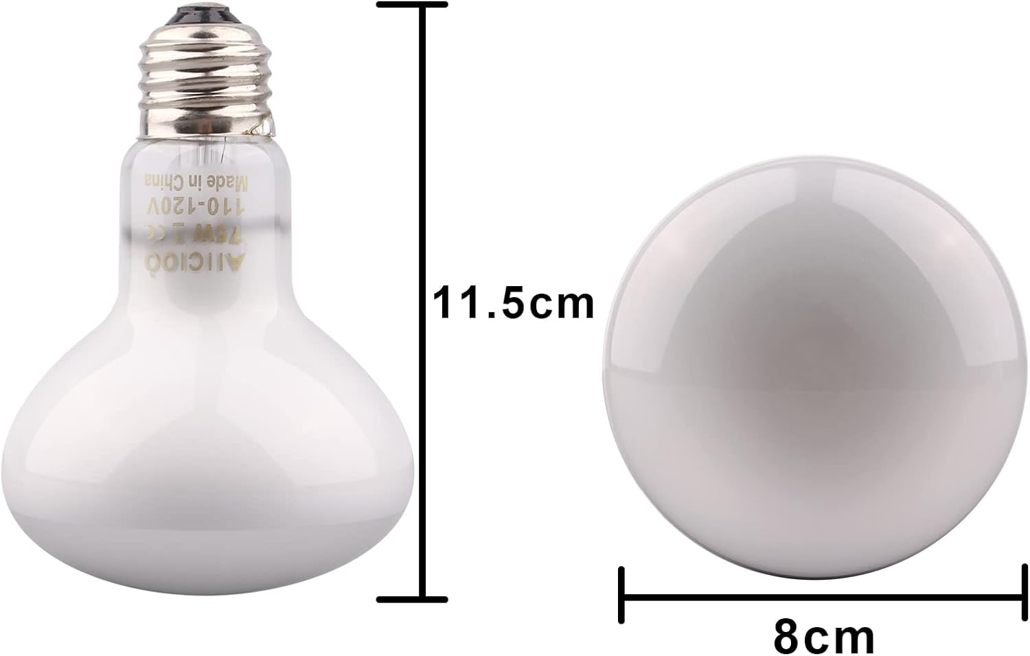 Aiicioo Reptile Basking Light Bulb - 75W Reptile Heat Lamp 2 Pack UVA Daylight Amphibians Basking Bulb for Bearded Dragon Turtle Hermit Crab Gecko Lizard Daylight