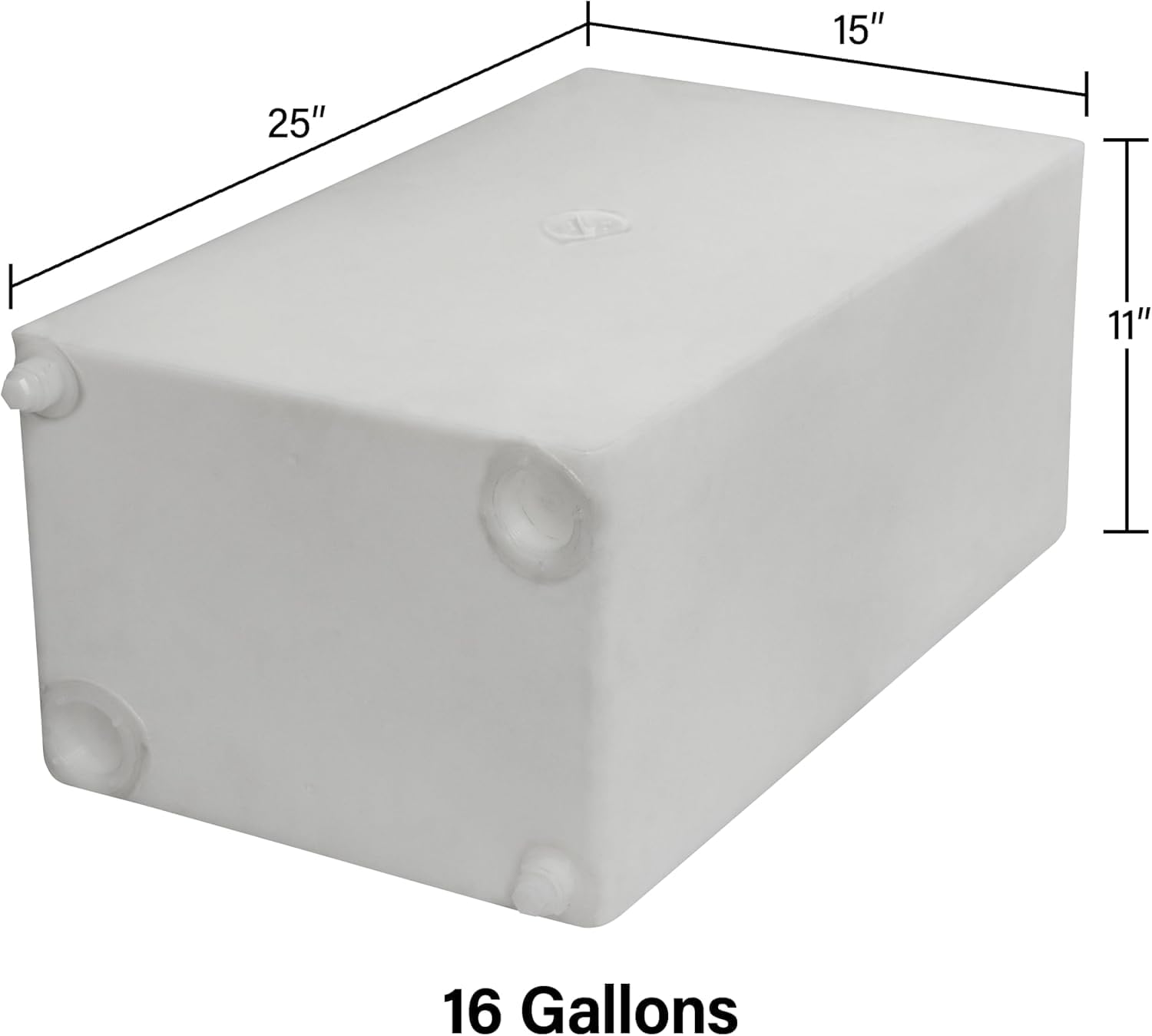 16 Gallon RV Fresh Water Tank, Potable Water Storage Tank for Drinking, Cooking, Cleaning, Showering, for Campers, Trailers, Motorhomes, RVs, Cube Shape, 25" x 15" x 11" (WT-5545)