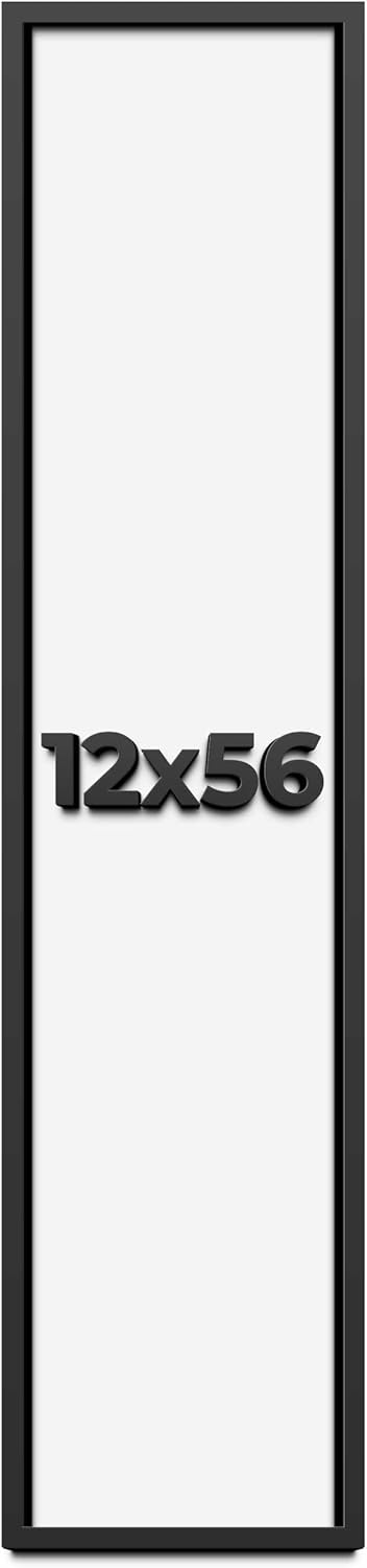 12x56 Shadow Box Frame Black | 1 Inch Deep Solid Wood Shadowbox Display Frame | UV Resistant Acrylic Plexiglass, Acid Free Backing, and Hanging Hardware | Dugan Picture Frame Style