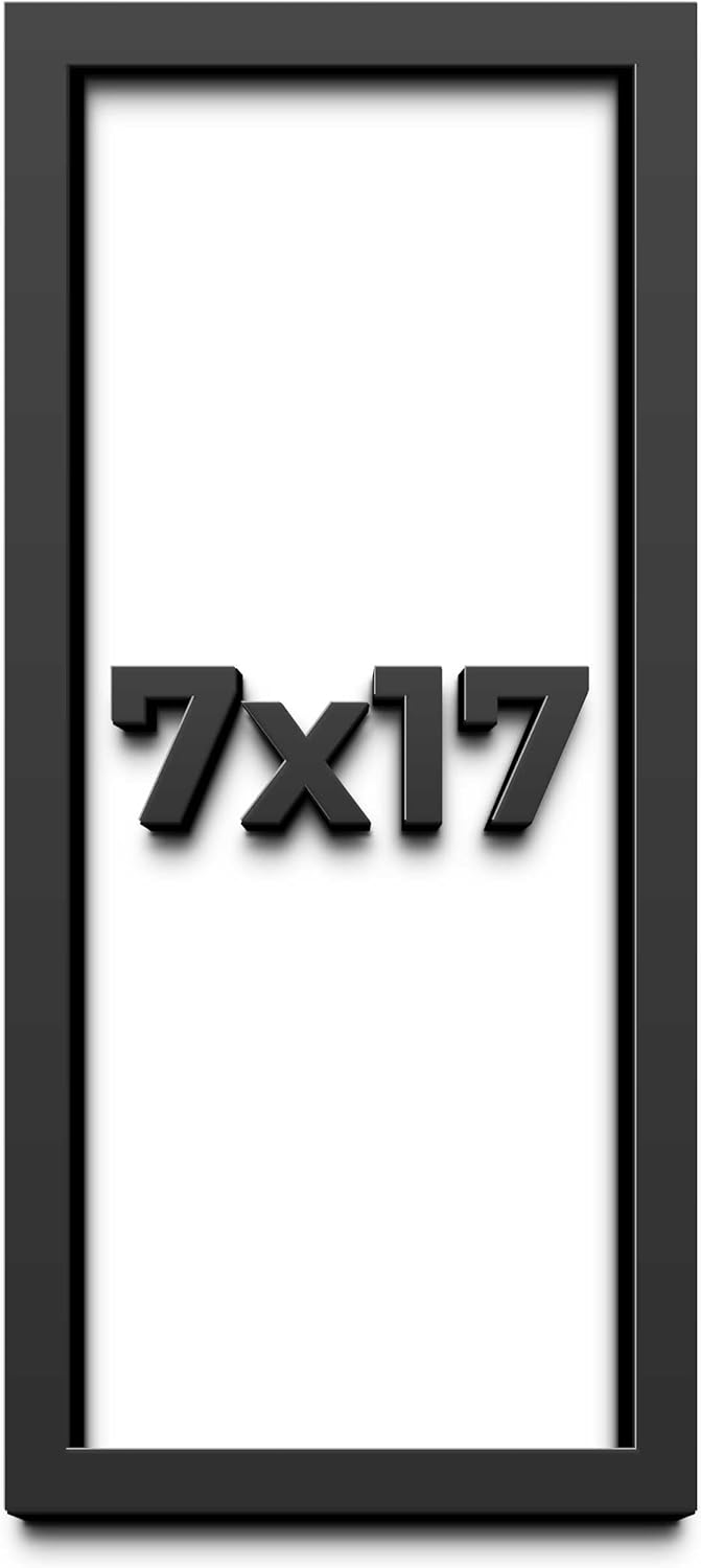 7x17 Shadow Box Frame Black | 1 Inch Deep Solid Wood Shadowbox Display Frame | UV Resistant Acrylic Plexiglass, Acid Free Backing, and Hanging Hardware | Dugan Picture Frame Style