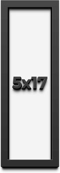 5x17 in Shadow Box Frame Black | 1 Inch Deep Solid Wood Shadowbox Display Frame | UV Resistant Acrylic Plexiglass, Acid Free Backing, and Hanging Hardware | Dugan Picture Frame Style