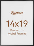Heimlove 14x19 Metal Picture Frame,Black Aluminum Photo Frames-Real Tempered Glass,Wall Gallery Poster Puzzles Artwork frame Mounting Horizontally or Vertically Decor for Wall-1Pack