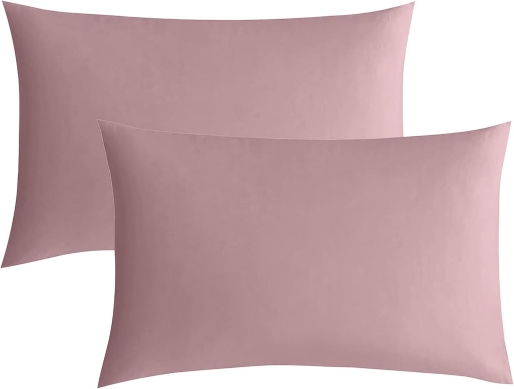 JELLYMONI Pillowcases Standard Set of 2 Cotton Envelope Pillow Covers Pink 20×26in Bed Pillow Cases 100% Washed Cotton Soft Breathable (Pillows are not Included)