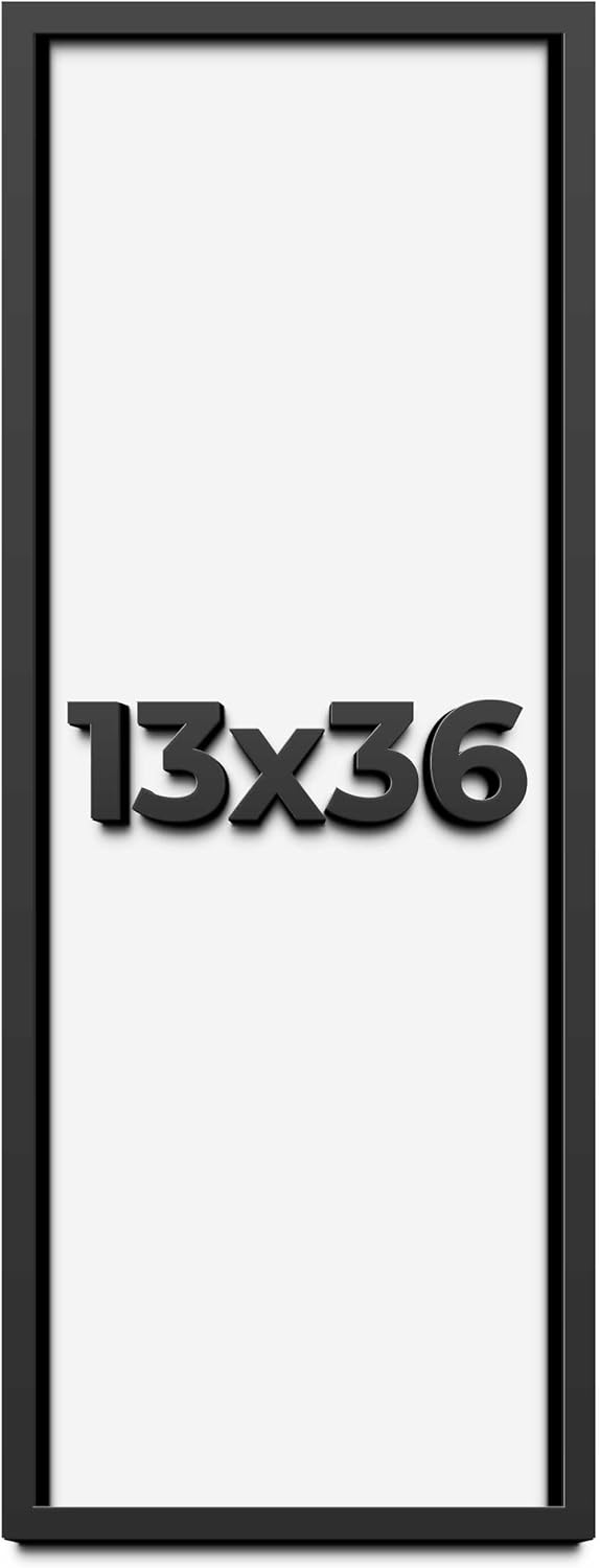 13x36 Shadow Box Frame Black | 1 Inch Deep Solid Wood Shadowbox Display Frame | UV Resistant Acrylic Plexiglass, Acid Free Backing, and Hanging Hardware | Dugan Picture Frame Style