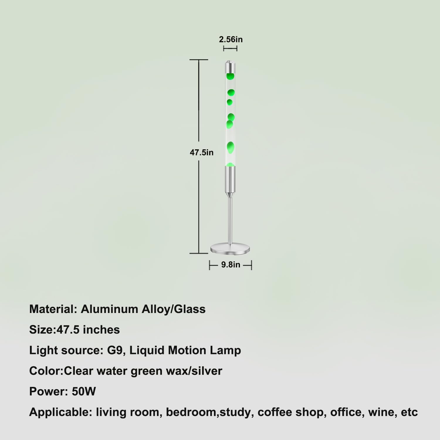 47.5-Inch Liquid Motion Lamp,Magma Lamp, Mood Relaxation Light，Suitable for Home Decoration,Office Decoration, Cafes,Bars,Etc (47.5IN (Silver))