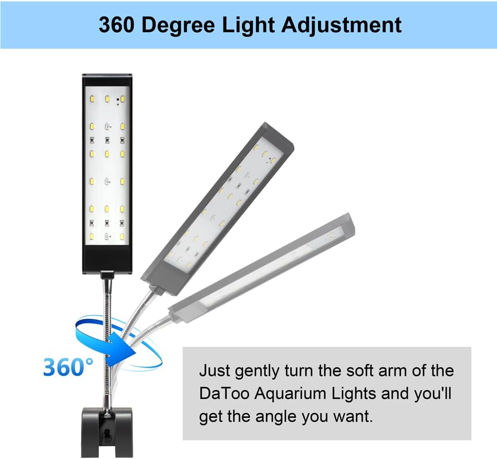 Aquarium Light Small LED Clip Light for Fish Tank 10W, 1 Yr Warranty