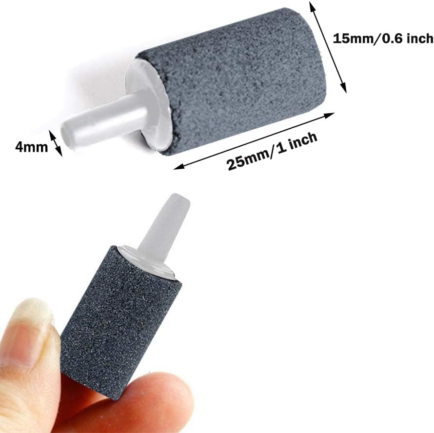 50 Pack 1 Inch Aquarium Air Stone, Cylinder Bubble Aerator Diffuser Fish Tank Bubbler Pump Accessories Aerator Stones for Hydroponics Grey (50 Pack)