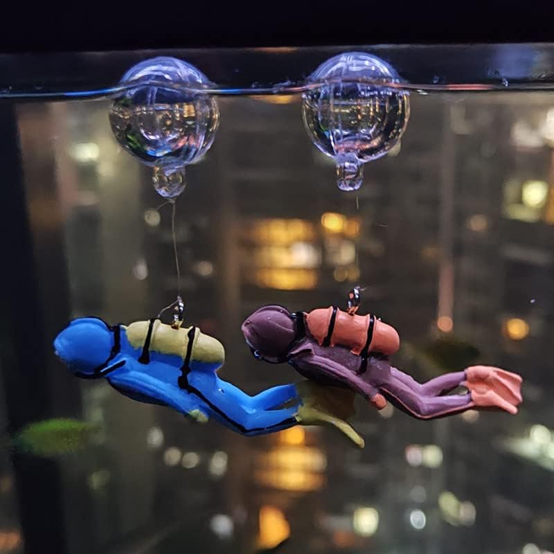2pcs Diver Aquarium Decorations, Floating Fish Tank Decor Aquarium Diver with Floating Device Diver Figurines, Aquarium Ornament Fish Playmate Fish Tank Accessories