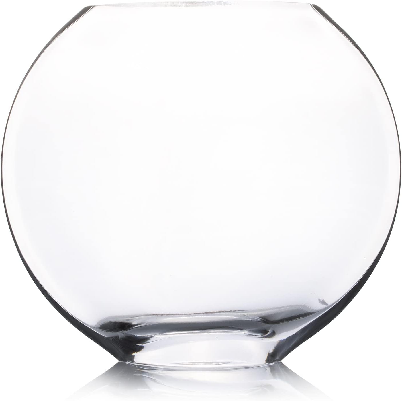 Enova Floral Unique Moon Bowl Glass Flowers Vases, H 6.50" W 3.5" L7.0 Clear Floral Container with Oval Eye Shape Opening for Desktop Decor (1 Piece)