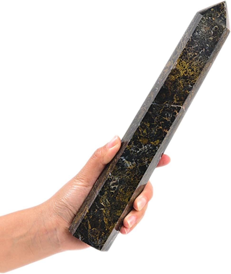 JIC Gem Large Pietersite Healing Crystal Wand 6 Faceted Quartz Crystals Obelisk Tower Points Wand Home Decor Reiki Healing 1.7-2.2 Lbs