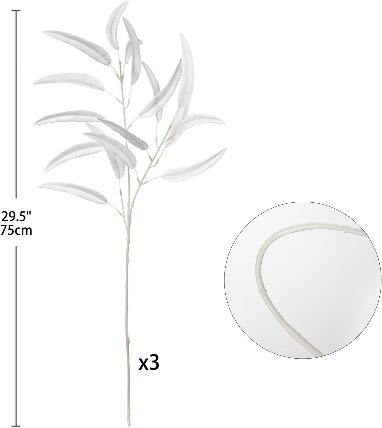 Briful 3-Pack 29.5’’Faux Eucalyptus Stems with White Willow Eucalyptus Leaves and Branches – Artificial Floral Stems for DIY Floral Arrangements, Wedding Bouquets, Vase Fillers, Home Decor