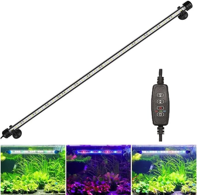Submersible Aquarium Light for Fish Tank,Full Spectrum Fish Tank Light with Timer Auto On/Off, LED Aquarium Light Bar 3 Lighting Modes Dimmer Adjustable Brightness,23.2inch (with timer&dimmer)
