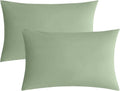 JELLYMONI Pillowcases King Set of 2 Cotton Envelope Pillow Covers Light Green 20×36in Bed Pillow Case 100% Washed Cotton Soft Breathable (Pillows are not Included)