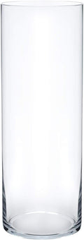 Royal Imports Flower Glass Vase Decorative Centerpiece for Home or Wedding - Cylinder Shape (4" wide x 12" tall, Clear)