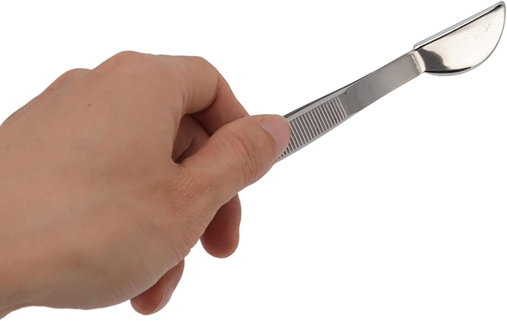 TOPINCN Bonsai Tweezers, Stainless Steel Long Plant Tweezers with Moon Spatula Head, Home Garden Potted Loosening Soil Plan Grass (Bent)