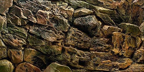 Rock Wall Aquarium Background Poster PVC Fish Tank Decor Landscape 24 36 48 72 (36" x 12"/ 91 x 30cm)