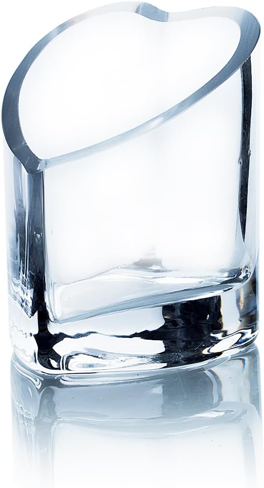 WGVI 24 Pieces Clear Glass Heart Tea Light Votive Candle Holder, Width 3", Height 4", Clear Small Slant Cut Heart Glass Candleholders, Tiny Container, Valentine Gift, Tabletop Décor