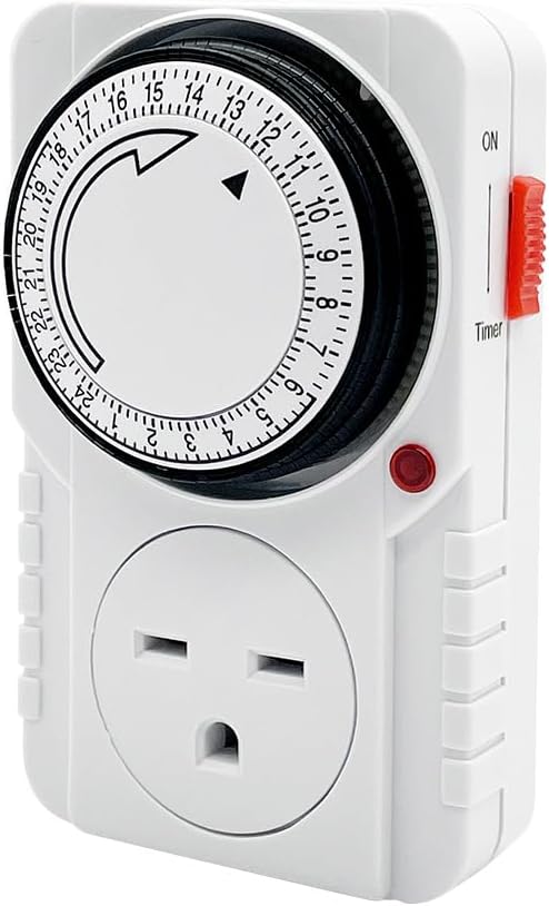 Generic 240V Mechanical Timer with Dual Outlet for Aquarium, Grow Light, Hydroponics, Indoor Lighting, Home Appliances, White, TM-M1/240