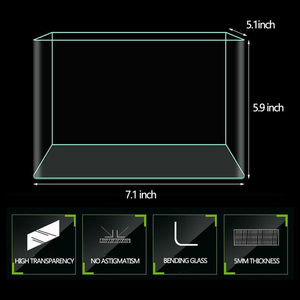 0.9 Gallon Aquarium Fish Tank，Rimless Aquarium Tank，7.1" L × 5.1" W × 5.9" H
