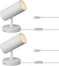 Aisilan 2 Pack LED White Plug in Spotlight with On/Off Switch Uplight Spotlight Indoor Accent Ceiling Spot Light for Plant Background Wall Spotlight Warm White 12W CREE COB CRI 97, MS007A
