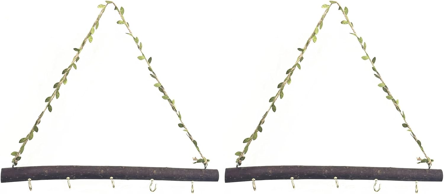 2 Pcs Decorative Leaf Floating Wall Shelves Coat Hooks Driftwood Branch Hook Branch Hanger Rack for Keys Hats Entryway(Leaf,5 Hook)
