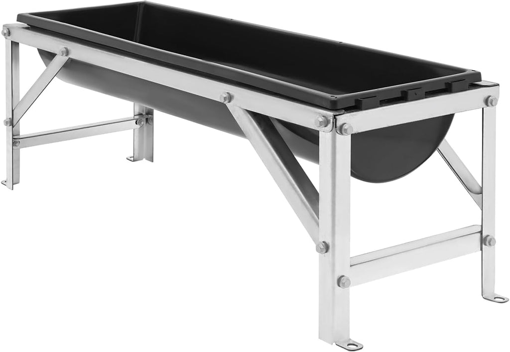 39.4" Long Feeding Trough, 9.3 Gal Livestock Trough Galvanized Sheet Feeder Trough for Horse Goat Sheep Cattle Cow Alpaca (Black)