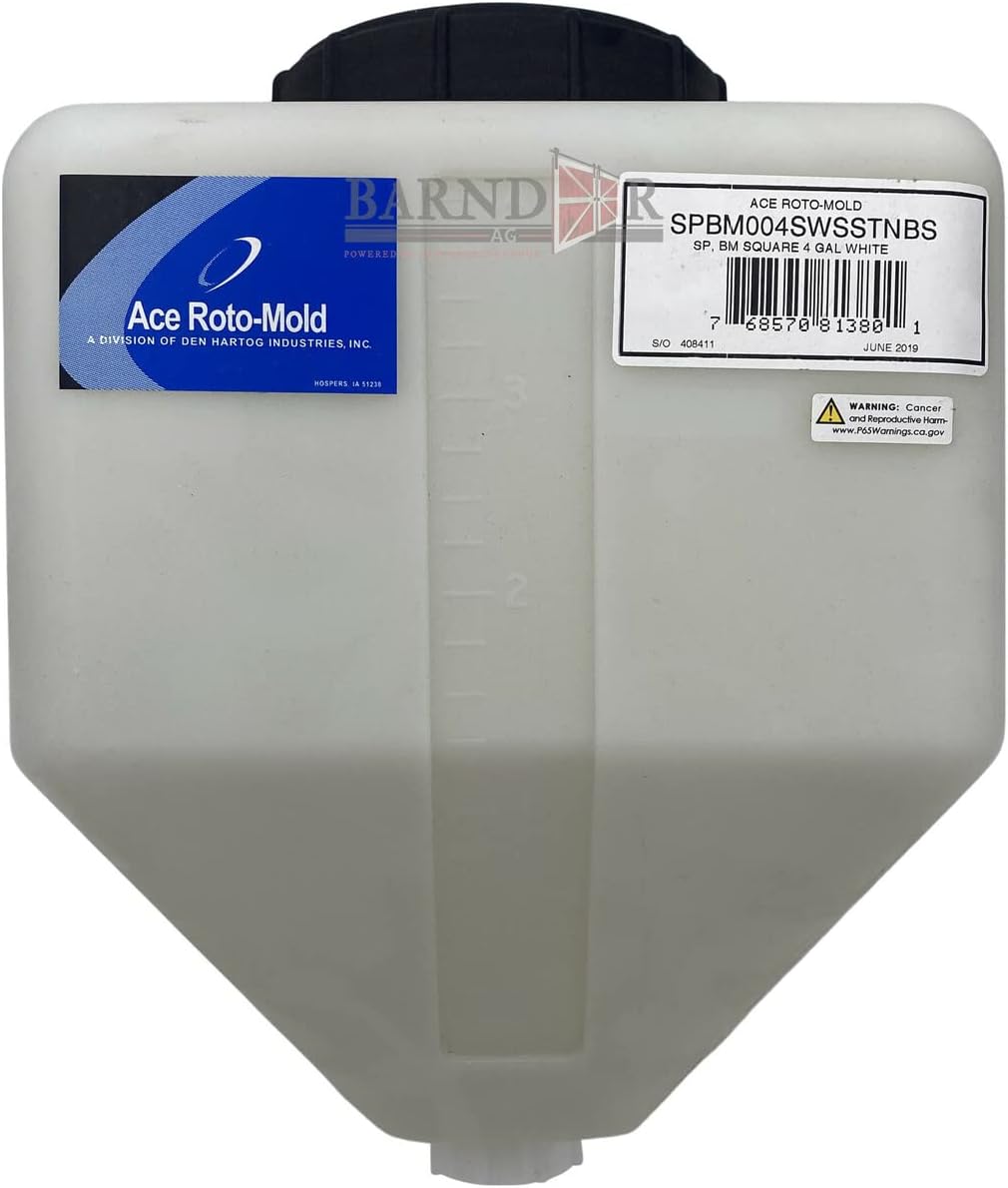 Ace Roto Den Hartog SPBM04-SQ5 Square Rinse Tank - 4 Gallon, UV Stabilized Medium Density Polyethylene Construction, Secure Lid, Spinweld Fitting | Liquid Storage Tanks, White