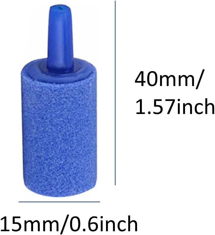 15 PCS 1 Inch Air Stones Cylinder Bubble Diffuser Airstones for Aquarium Fish Tank Pump Blue