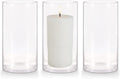 Set of 3 Glass Cylinder Vases,8 Inch Tall Clear Flower Vase,Decorative Floral Vase for Home Decor,Candle Holder,Wedding Centerpieces(4" W X 8" H)