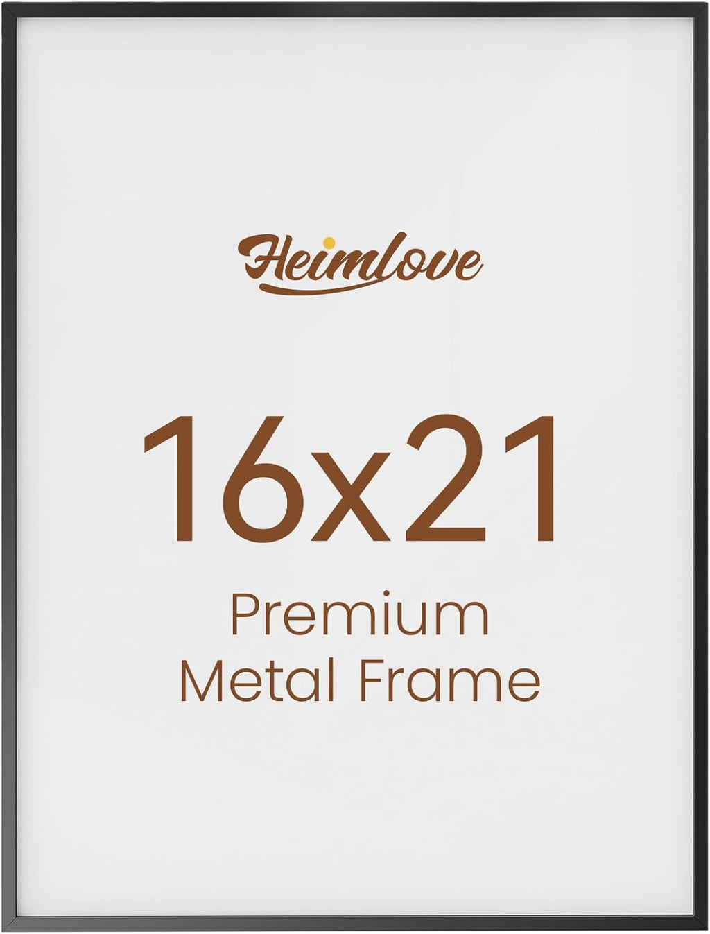 Heimlove 16x21 Metal Picture Frame,Black Aluminum Wall Gallery Poster Puzzles Artwork frames-Real Tempered Glass,Mounting Horizontally or Vertically Decor for Wall-1Pack