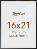 Heimlove 16x21 Metal Picture Frame,Black Aluminum Wall Gallery Poster Puzzles Artwork frames-Real Tempered Glass,Mounting Horizontally or Vertically Decor for Wall-1Pack