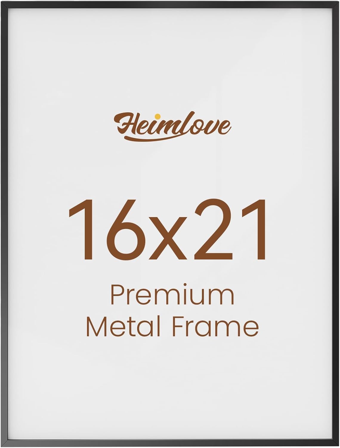 Heimlove 16x21 Metal Picture Frame,Black Aluminum Wall Gallery Poster Puzzles Artwork frames-Real Tempered Glass,Mounting Horizontally or Vertically Decor for Wall-1Pack